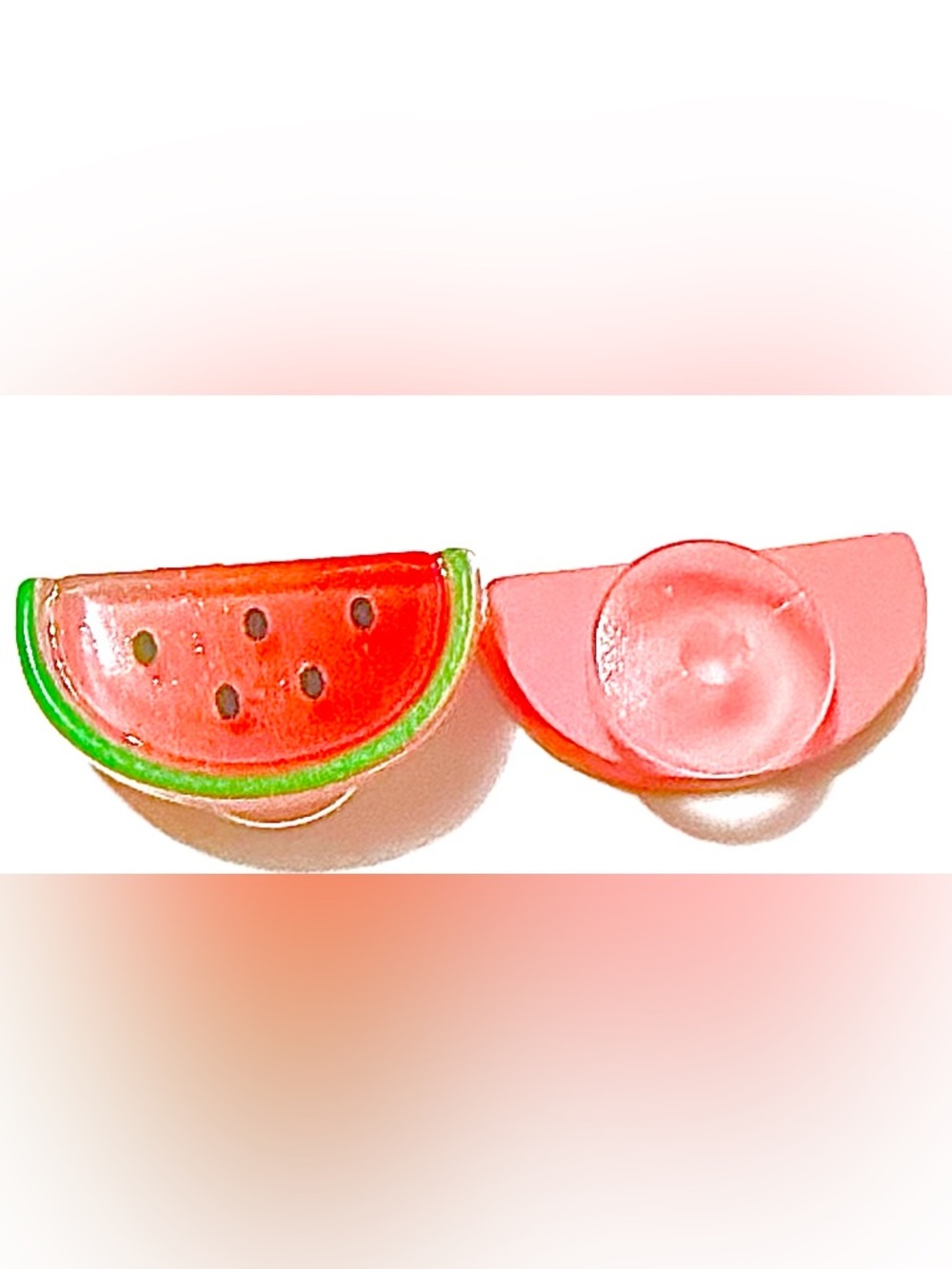 2 Watermelon Resin Glossy Croc Charm Jibbit Shoe Charm Disney Croc Charms